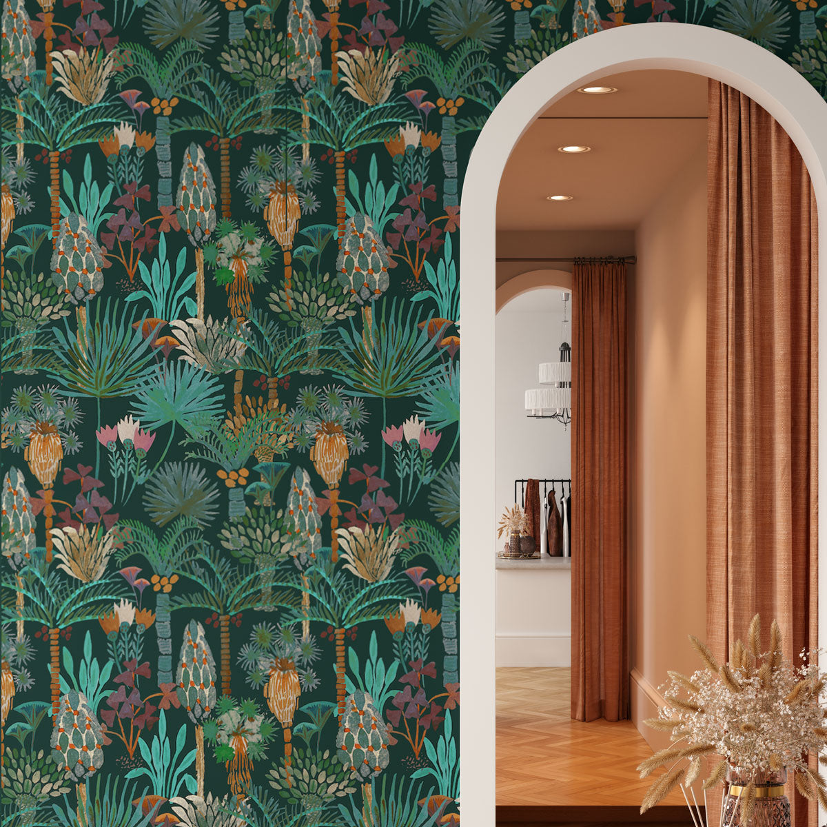 Phoenix Wallpaper in Jungle by Justina Blakeney® - Sure Strip